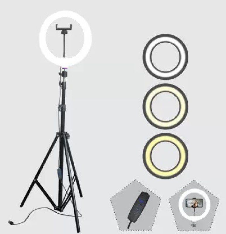 OSMAYO Best Buy 10 Inches Big LED Selfie Ring Light With 7Ft Stand for Smartphone Ring Flash  (Black, White)