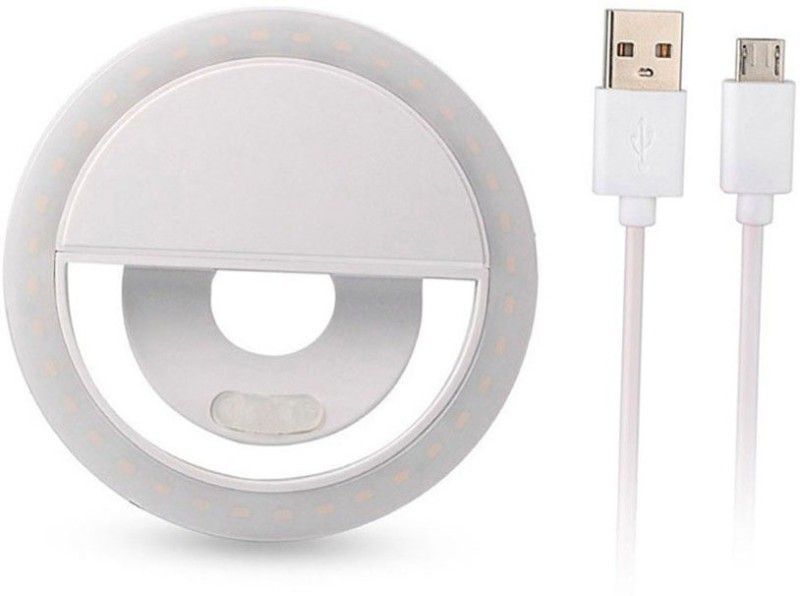 NVIRAV Portable LED Ring Selfie Light for All Smartphones, Tablets Enhancing Ring Light with 3 Level of Brightness Ring Flash  (White)