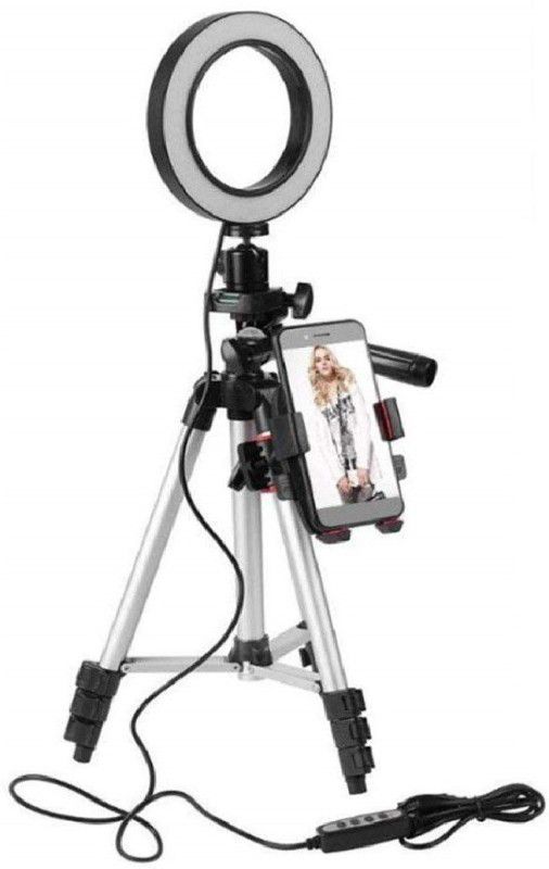 MJDCNC Big LED Bright Ring Light for Video Shooting and Makeup Stand and Light Flash  (White, Black)