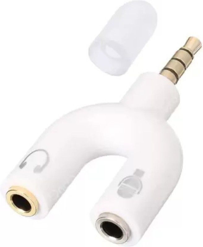 MOIZ White 3.5mm Audio Jack-2 in 1 Splitter For Headphone & Microphone U Shape Phone Converter  (Android ios)
