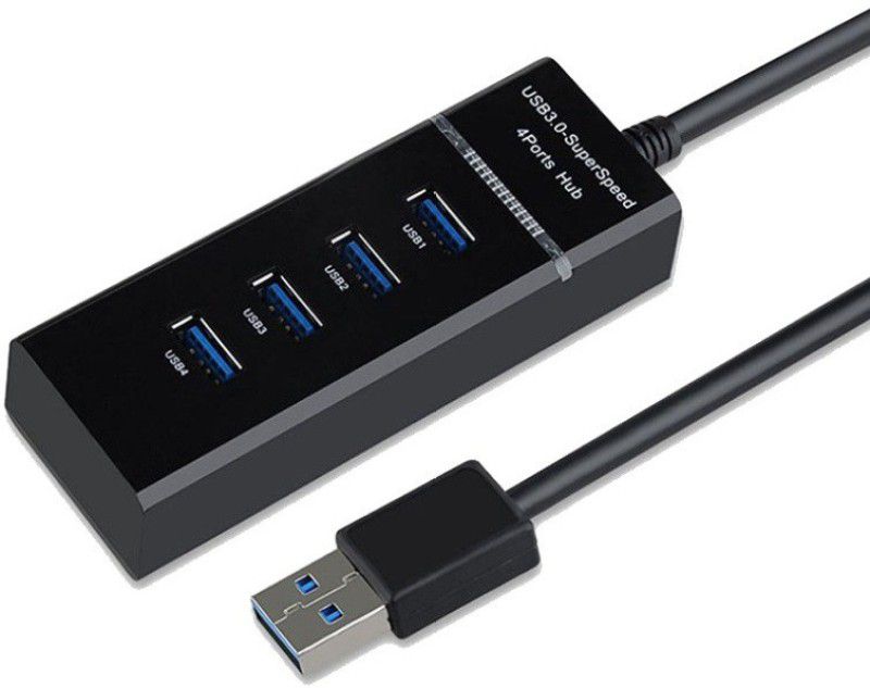 RHONNIUM USB 2.0 Super Speed 4 Ports USB Hub with LED Indication For Computer-X41 Docking Station  (Black)