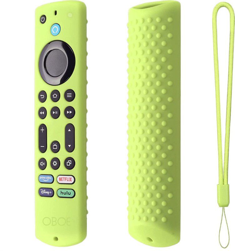 Oboe Front & Back Case for Amazon Basics Smart LED TV Remote Full Wrap Remote Cover Anti-Lost with Loop  (Green, Shock Proof, Silicon, Pack of: 1)