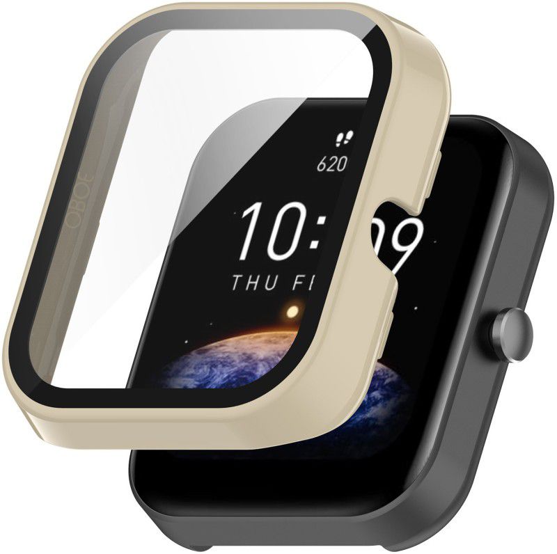 Oboe Bumper Case for Screen Protector Case Compatible with Amazfit Bip 3 / Bip 3 Pro Watch Thin Bumper Cover  (Beige, Pack of: 1)