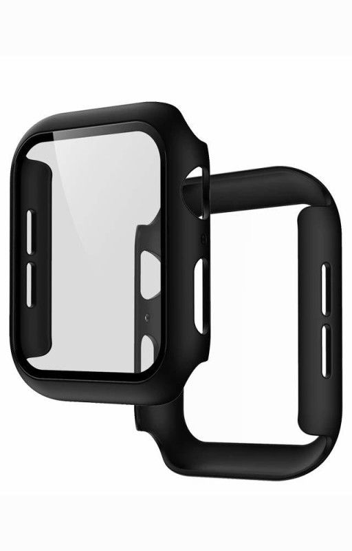 KHR Bumper Case for Apple Watch Series 6/5/4/Se 44mm With In-Built Tempered Glass  (Black, Hard Case, Pack of: 1)
