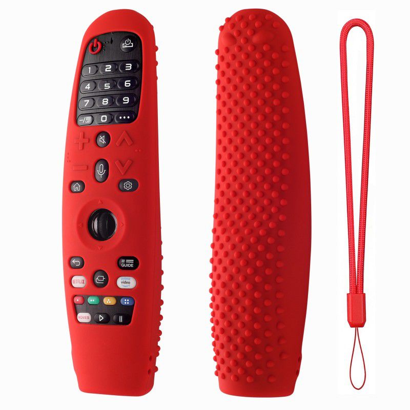 Oboe Front & Back Case for LG AN-MR19BA AN-MR600 Magic Remote Silicone Full Wrap Protective Cover with Lanyard  (Red, Shock Proof, Silicon, Pack of: 1)