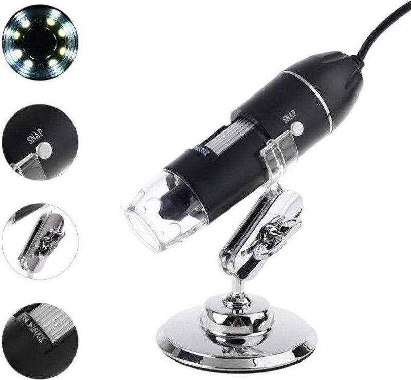 microware 3 in 1 Digital Microscope 1600X Support PC Type-C Micro-USB Phone USB Magnifier 3 in 1 Microscope Laptop Accessory  (Black)