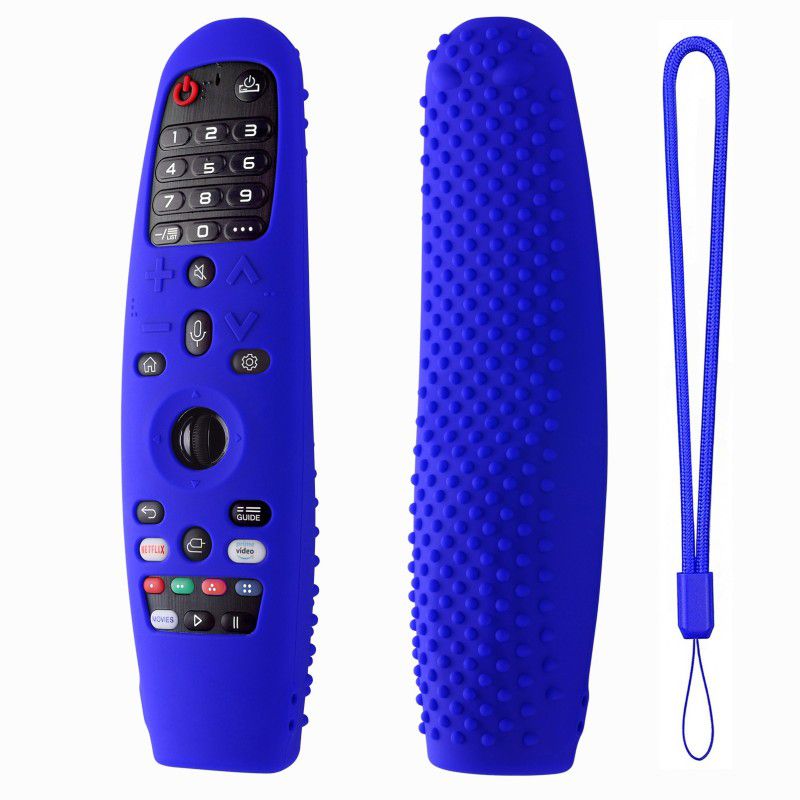 Oboe Front & Back Case for LG AN-MR19BA AN-MR600 Magic Remote Silicone Full Wrap Protective Cover with Lanyard  (Blue, Shock Proof, Silicon, Pack of: 1)