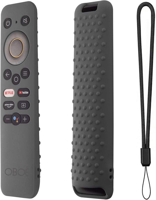 Oboe Front & Back Case for REALME Smart LED TV Remote Full Wrap Protective Washable Anti-Lost Remote Cover with Loop 1  (Grey, Shock Proof, Silicon, Pack of: 1)