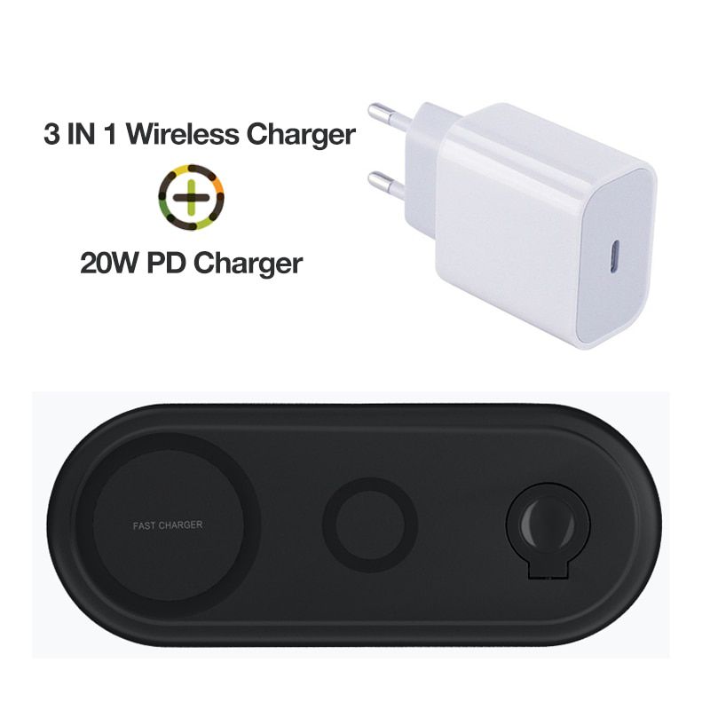 Genai 3 in 1 Wireless Charger For iPhone Samsung Huawei XiaoFast Wireless Charging Pad For Apple Watch 5 4 3 For AirPods Pro