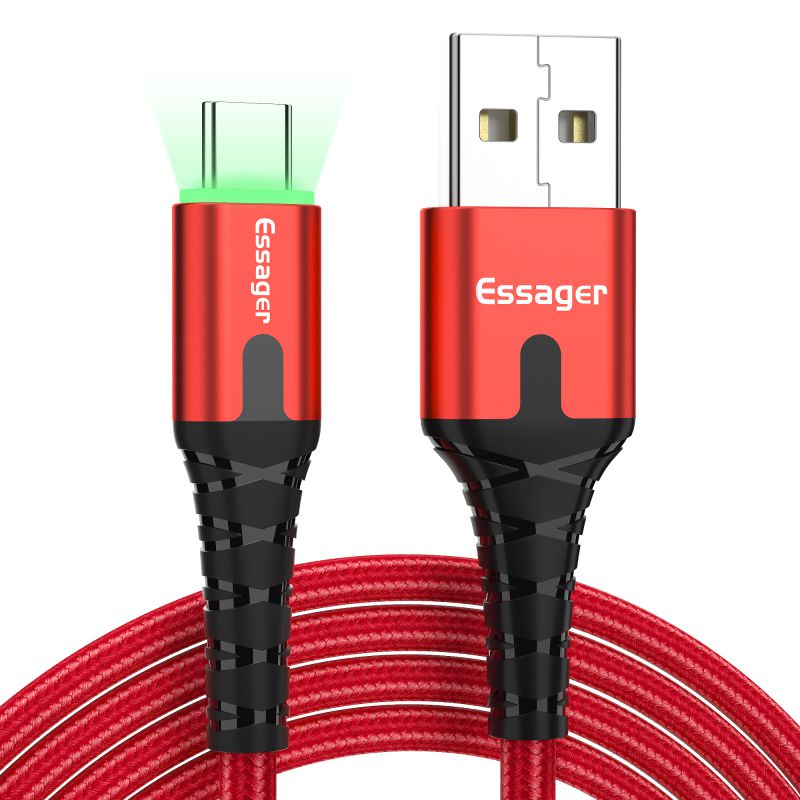 Essager LED USB Type C Cable Fast Charge Wire Cord 3m USBC Cable for Xiaomi K20 Samsung Oneplus 7 Pro Mobile Phone USB-C with durability
