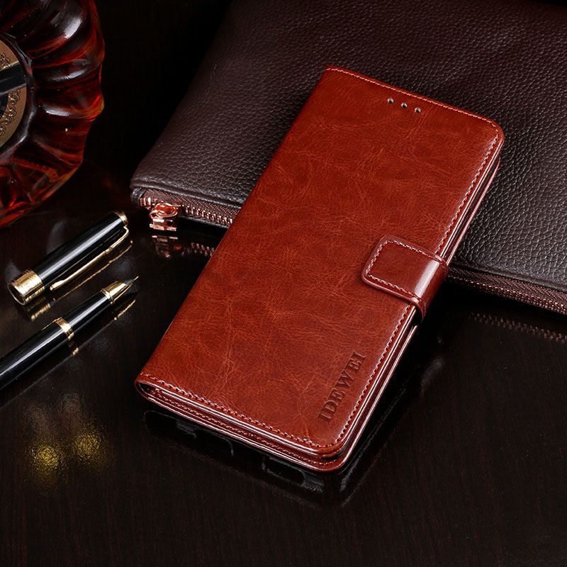 （Ready Stock)For Oukitel C19 idewei Crazy Horse Texture Horizontal Flip Leather Case with Holder & Card Slots & Wallet(Brown)