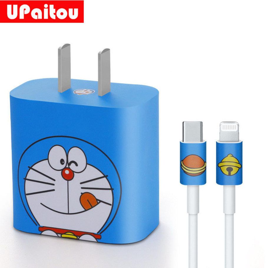 Upaitou Charger Sticker 20W 18W 5W for iPhone 13 12 11 Pro Max 13 12 Mini Xs Max X XR 7 8 6 6s Plus SE 2020 Charging Head Cartoon Sticker Data Line Charger Line Protective Cover