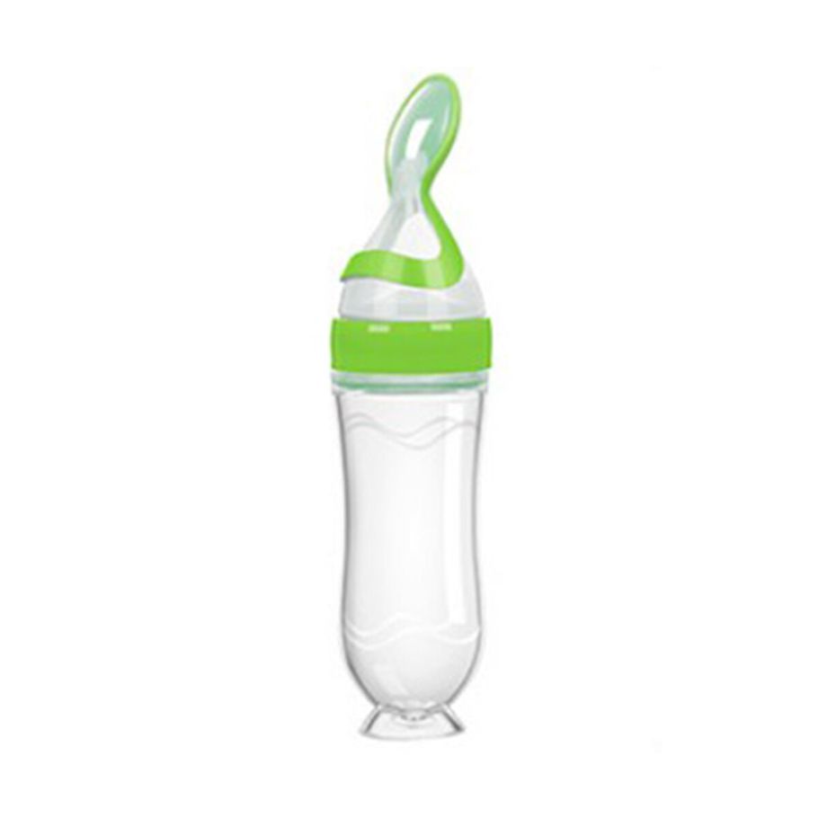 New Baby Feeding Spoon with Dust Cover Scale ​​Mark Suction Cup Round Bottom Leak-proof Design Bottle