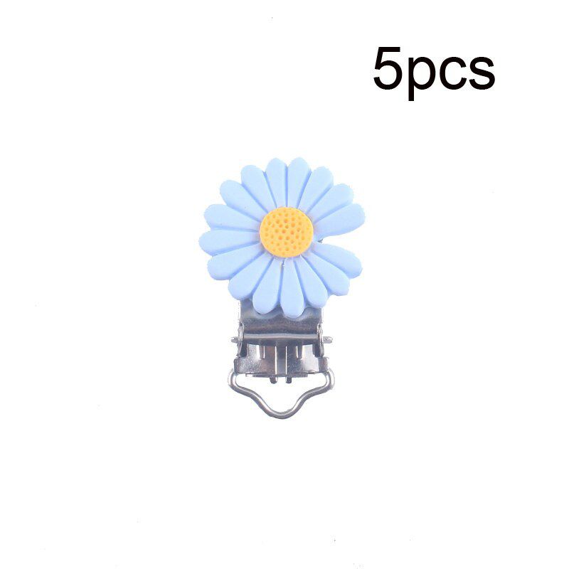 XCQGH 5PCS Daisy Flower Nipple Holder Clip Very Nice Plastic Pacifier Clips Holder for DIY Teether Chain