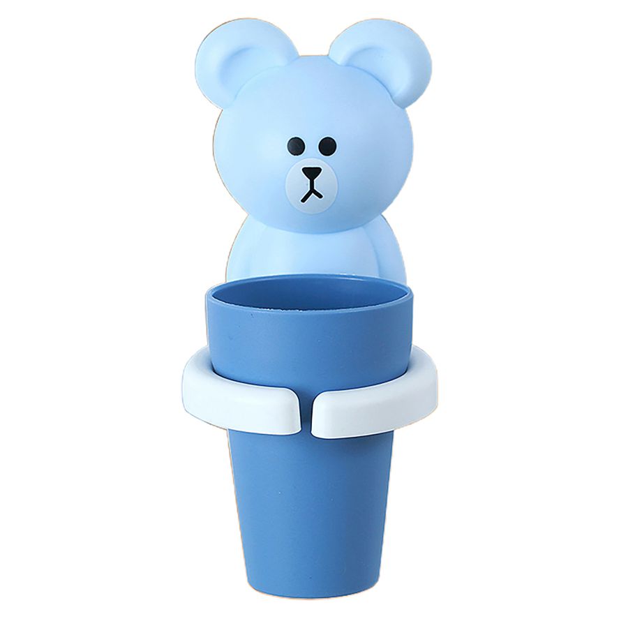 Mouth Brushing Cup Cartoon Bear Shape Wall-mounted Safe Baby Toothbrush Cup Holder for Bathroom