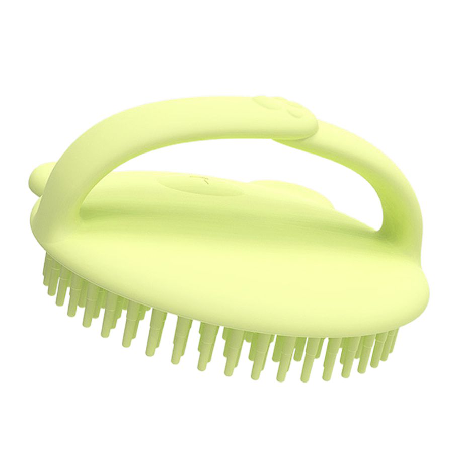 Baby Bath Brush Round Shape Convenient Use Silicone 223 Bristles Handle Bear Pattern Infant Body Brush for Daily