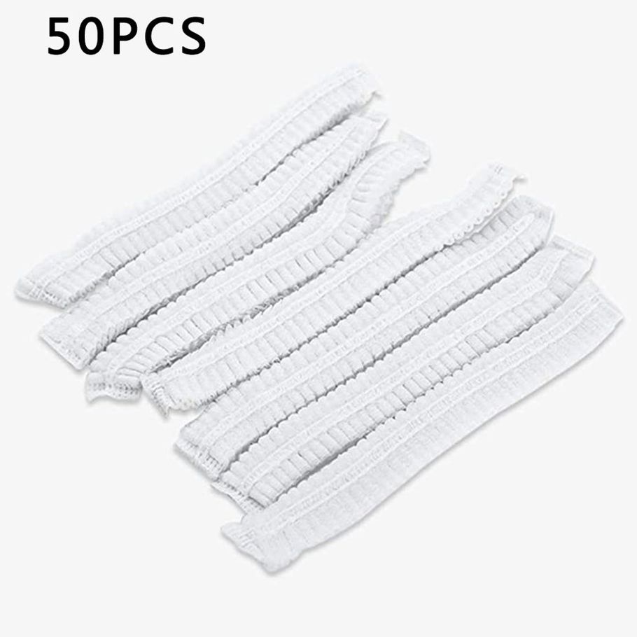 50pcs Headgear Non  Fabric Brimless Hat Strip Cap Disposable Headgear For Food Kitchen Dining Living Room Shower