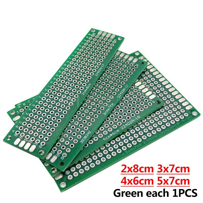 4pcs 5x7 4x6 3x7 2x8 cm Blue Green double Side Copper prototype pcb Universal Board Cave plate Circuit board kit For Arduino