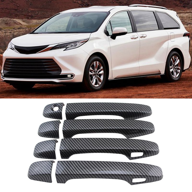 Car ABS Carbon Fiber Door Handle Cover Trim for Toyota Sienna XL30 2020 Accessories