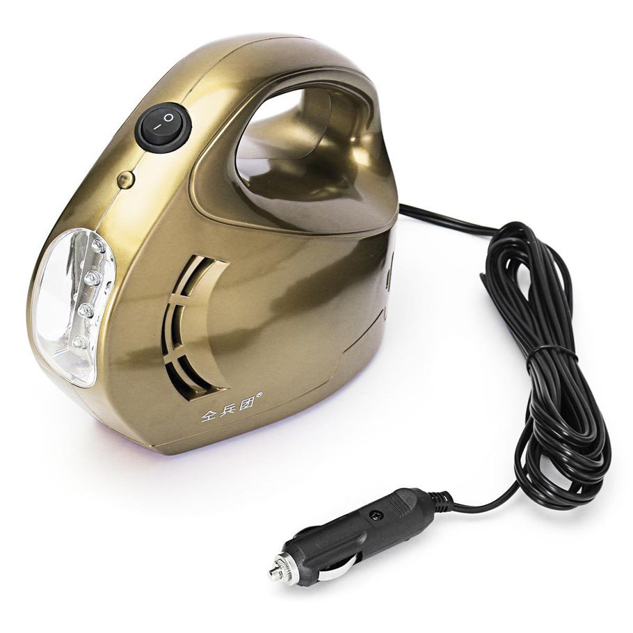12V Car Canoeing Air Compressor Electric Inflator Pressure Pump With LED Light (Gold)