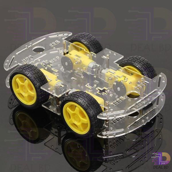 4WD Smart Car Chassis 4WD Kit Multi-Functional 4WD Smart Car Double Layer Acrylic Chassis Plate 26cm Kit Without Battery Holder For Arduinos Uno R3 Project