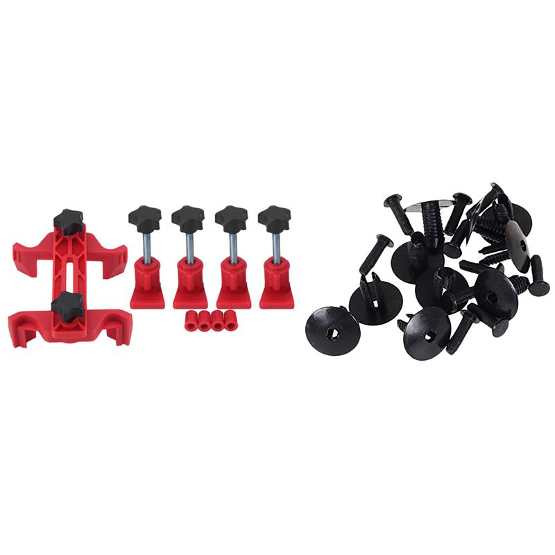 1 Set Universal Camshaft Dual Cam Clamp & 50 Pcs Fender Lined with Fasteners Rivet Snaps