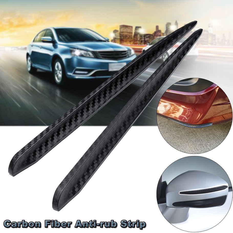 2PCS Universal Car Carbon Fiber Anti-rub Strip Bumper Body Corner Protector Guard