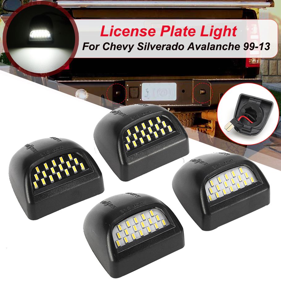 Serviceable 2pcs LED License Plate Lights Lamps For Chevy Silverado Avalanche 1999-2013 White