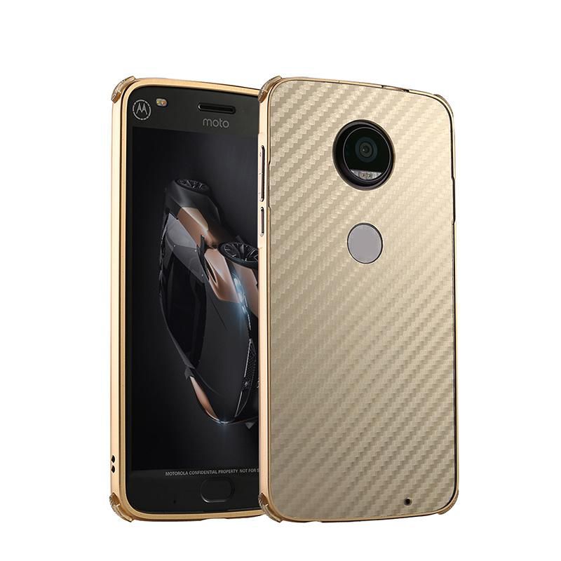 For Moto Z2 Play XT1710 Aluminum Frame Carbon Fiber Back Cover Shockproof Shell Capa Mobile Accessories Phone Casing Metal Case