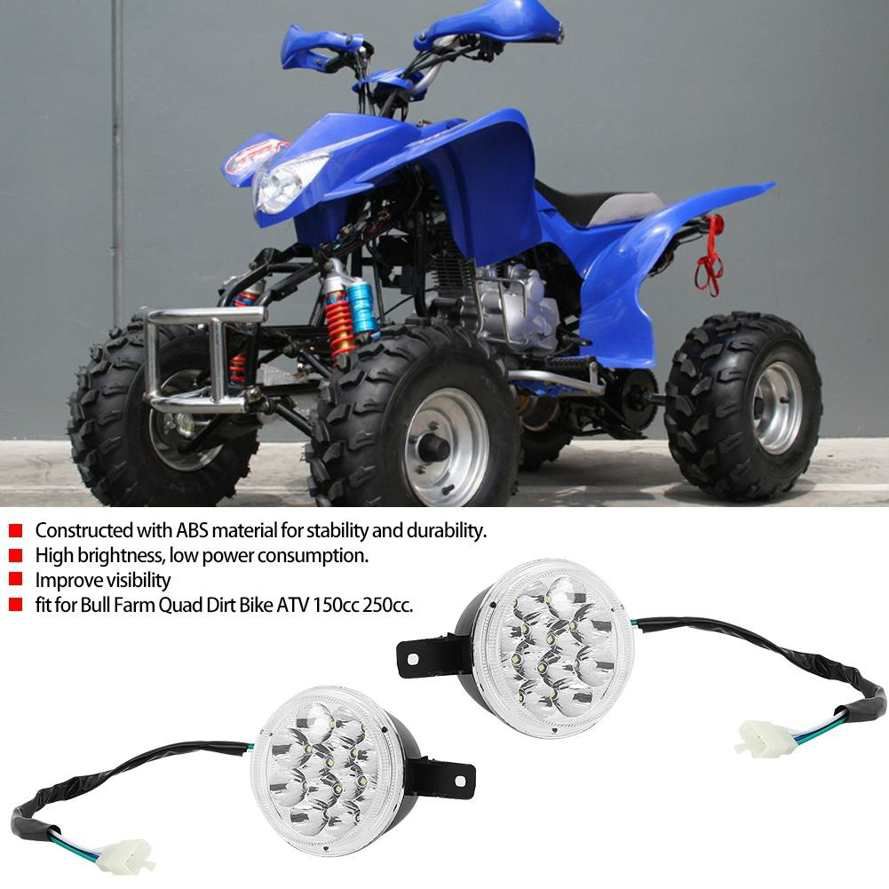 ATV Lamp 2pcs 12V LED Left Right HeadLight Fit for Bull Farm Quad Dirt Bike 150cc 250cc