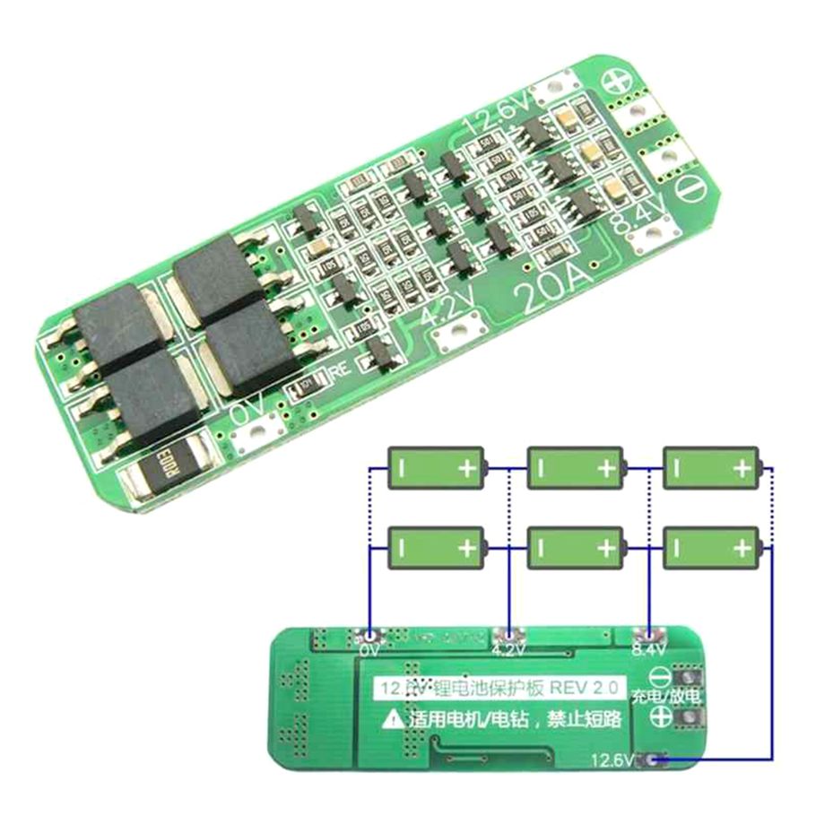 3S 20A Li-ion Lithium Battery 18650 Charger PCB BMS Protection Board For Drill Motor 12.6V Lipo Cell Module 64x20x3.4mm