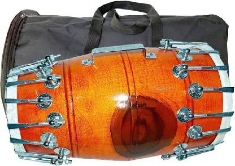 RR Musical dholak-36-nut-bolg-orange-shiny-polish-and-carry 00 Nut & Bolts Dholak  (Orange, Black)