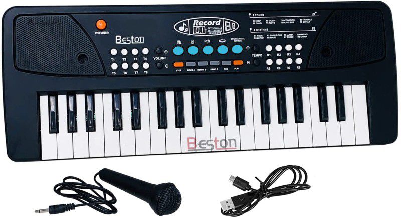 BESTON 37 Keys Piano Keyboard Toy with Microphone, USB Power Cable & Sound Recording Function Analog Portable Keyboard  (37 Keys)
