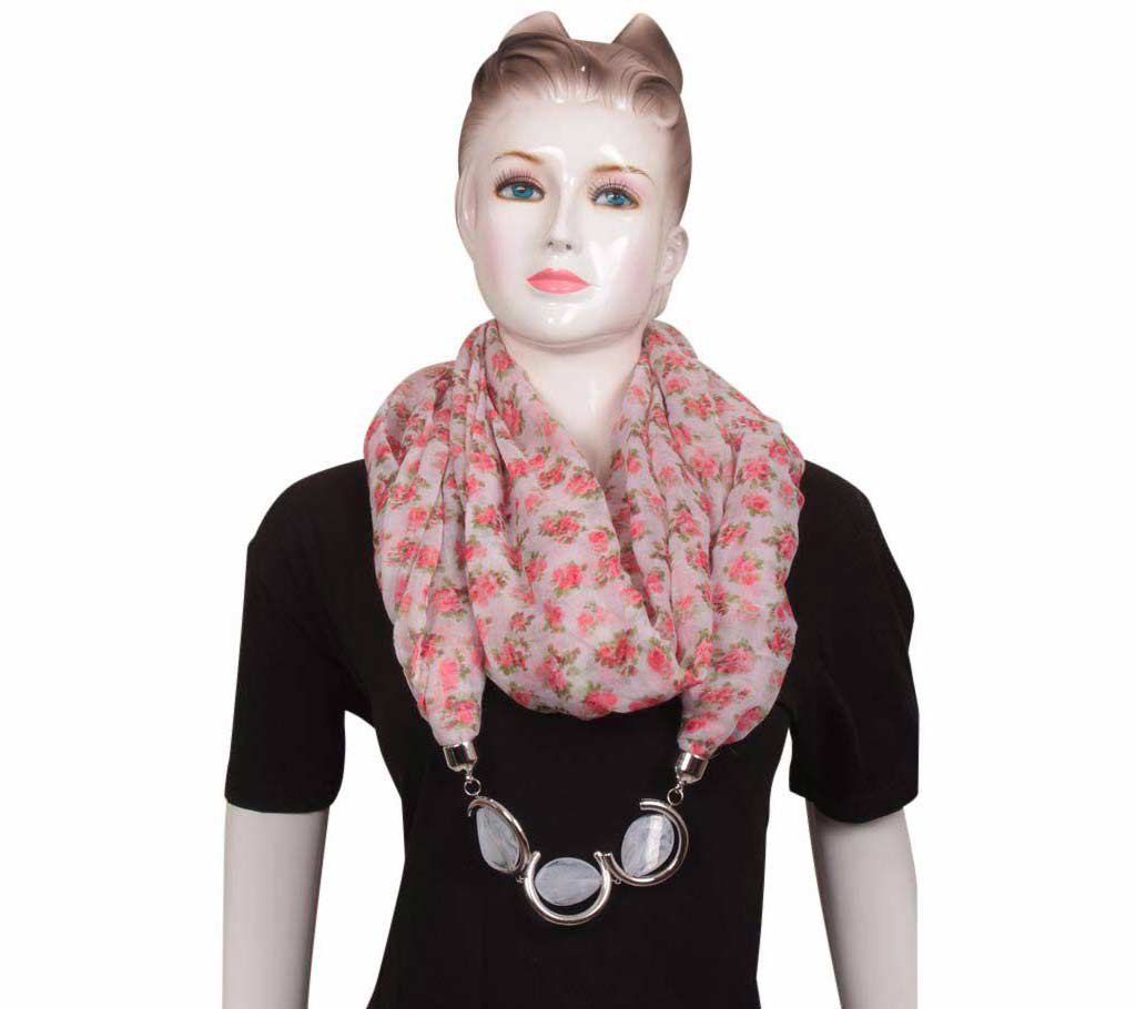 Ladies scarf attached necklace