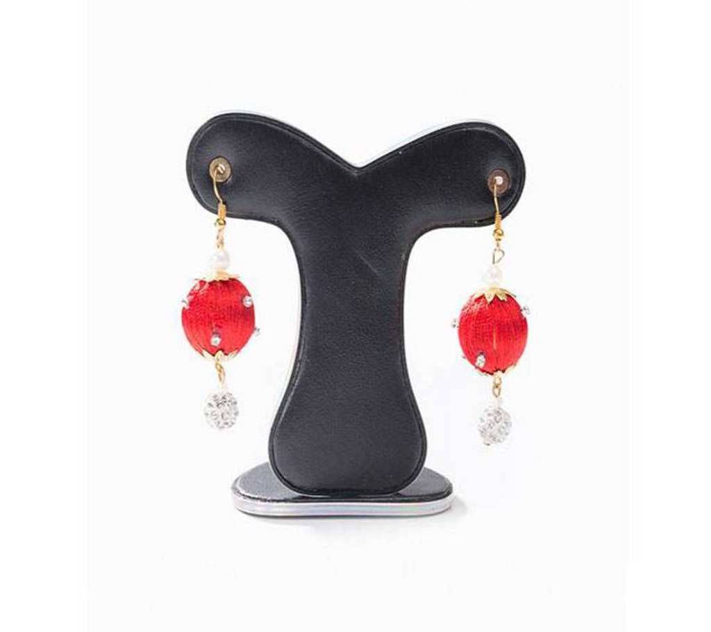 Red  Color Silk Thread Earring