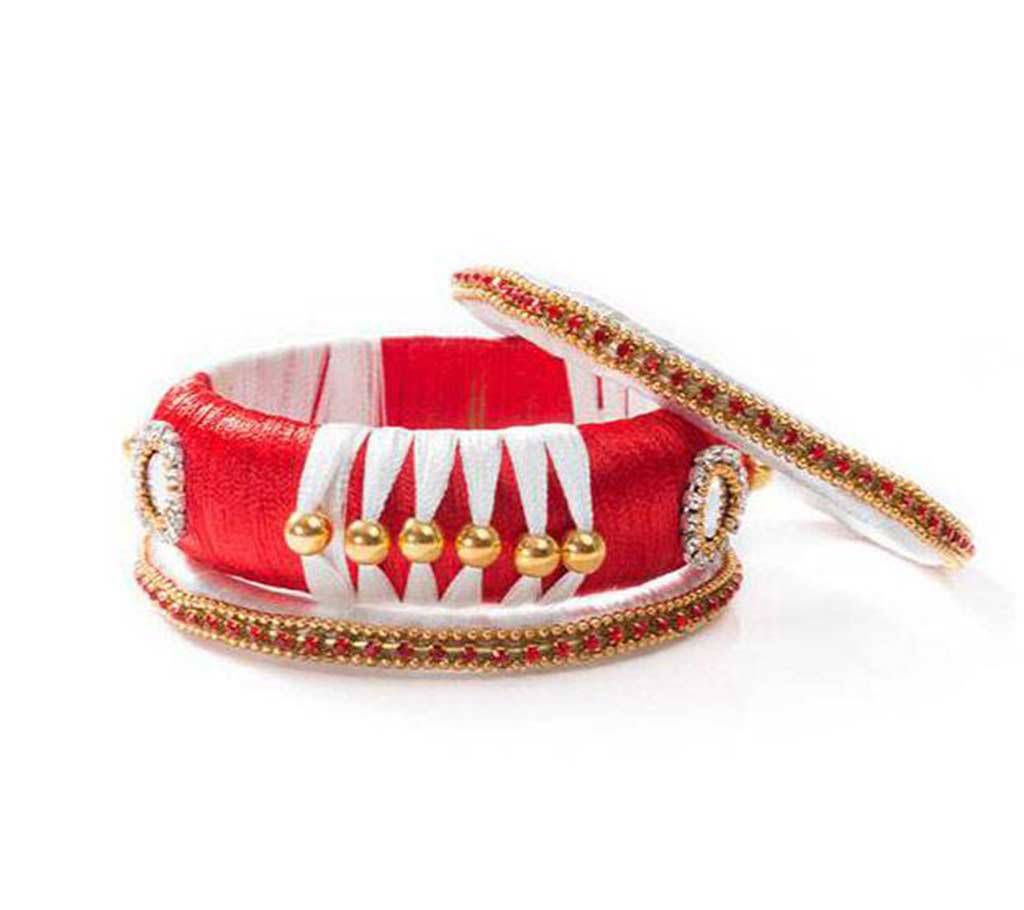 Red & White  Color Silk Thread Bangle set