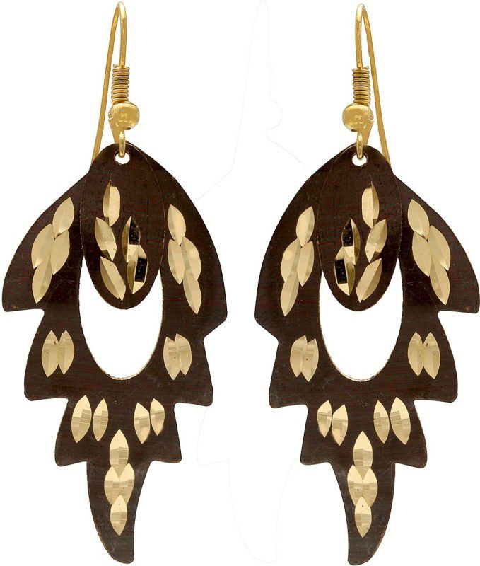 Gold plated brass leaf design earring Fashion Brass Earring Set