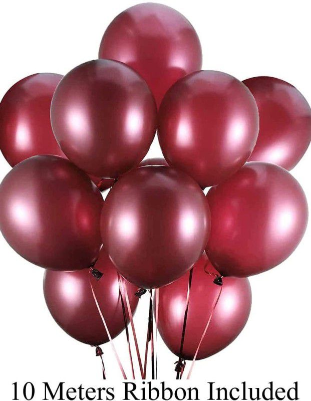 AMFIN Solid (Pack of 25) - 10 inch Metallic Balloons Burgundy for Birthday Decoration Balloon  (Maroon, Pack of 25)