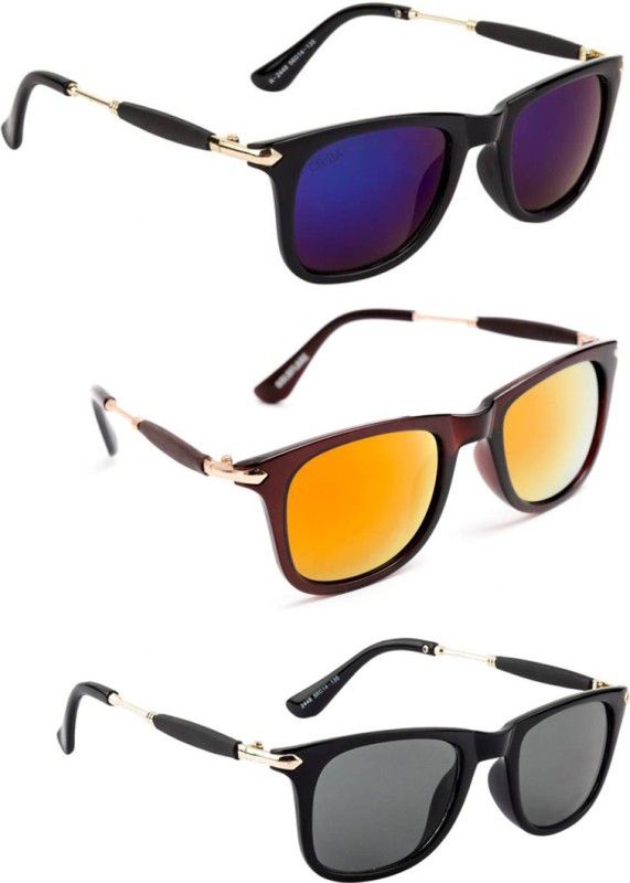 UV Protection, Gradient, Others Wayfarer Sunglasses (Free Size)  (For Men & Women, Violet, Orange, Black)