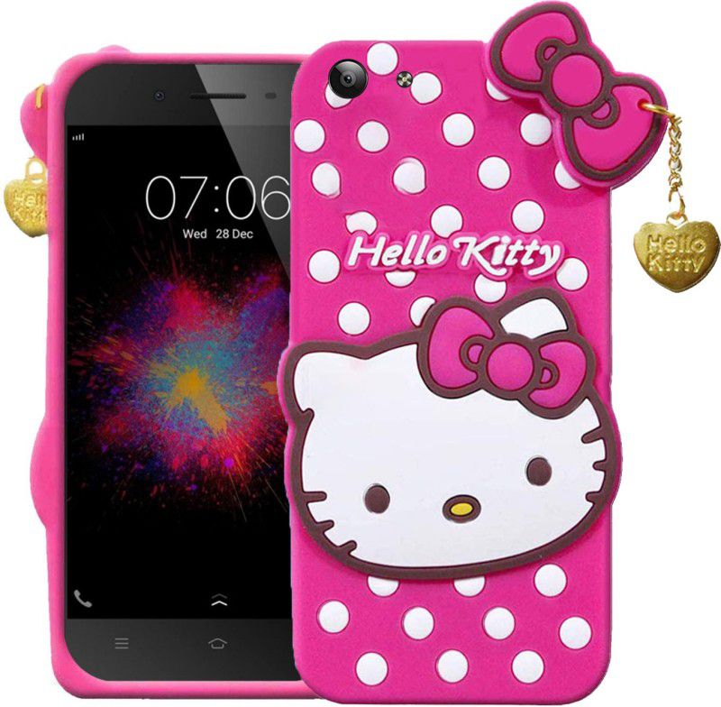 Wowcase Back Cover for VIVO Y53, 3D Cute Doll, Cute Hello Kitty Case, Soft Girl Back Cover with Pendant  (Pink, 3D Case, Pack of: 1)