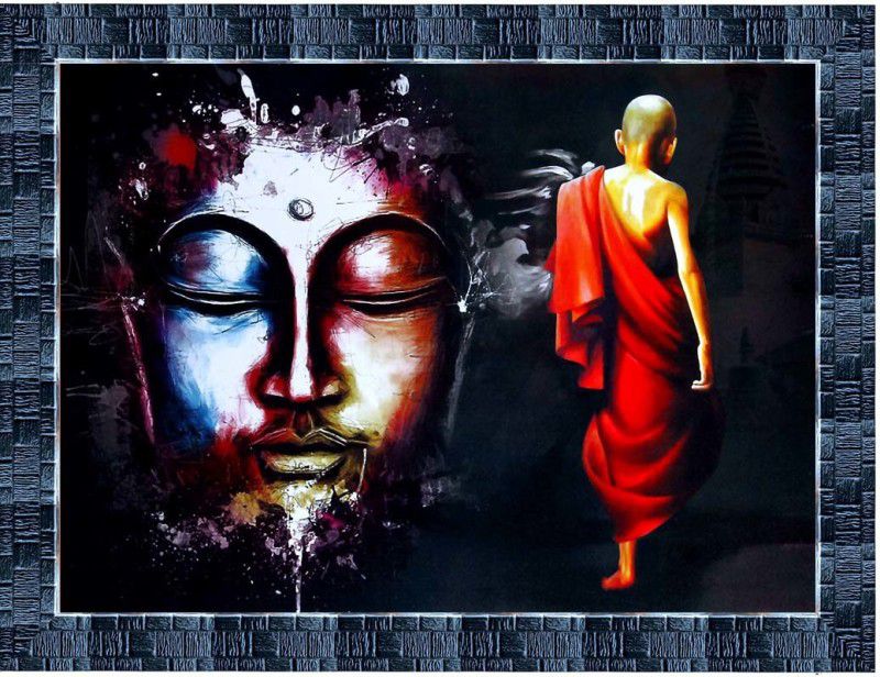 LiveArts Lord Buddha Digital Reprint 10.5 inch x 13.5 inch Painting  (With Frame)
