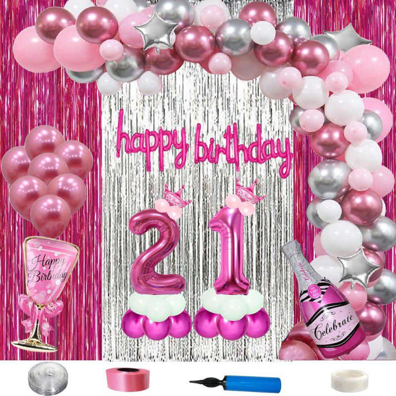 Shopperskart Twenty First/21st Happy Birthday Foil Balloons for Party Decoration  (Set of 106)