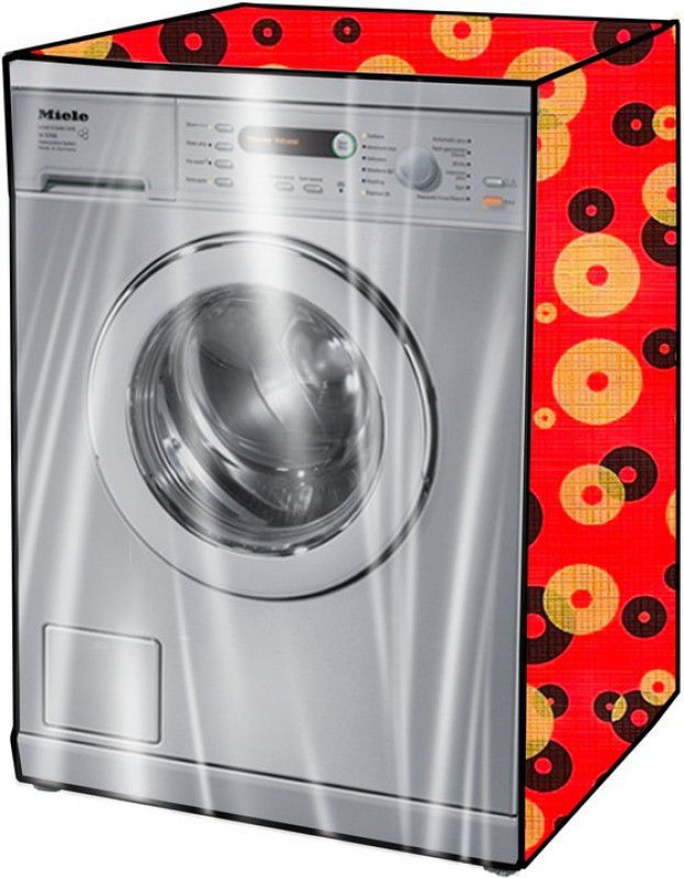 KVAR Front Loading Washing Machine Cover  (Width: 62 cm, Orange, Black)