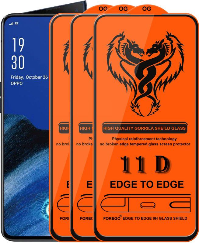 Forego Edge To Edge Tempered Glass for OPPO Reno 2  (Pack of 3)