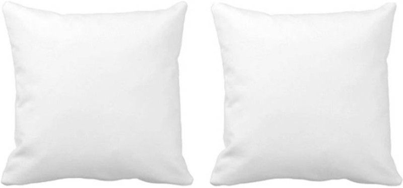 Shreejee Polyester Fibre Solid Back Cushion Pack of 2  (White)