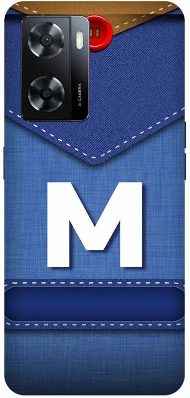 Dimora Back Cover for OPPO A 57e, M NAME WITH LETTER ALPHABET  (Blue, Hard Case, Pack of: 1)