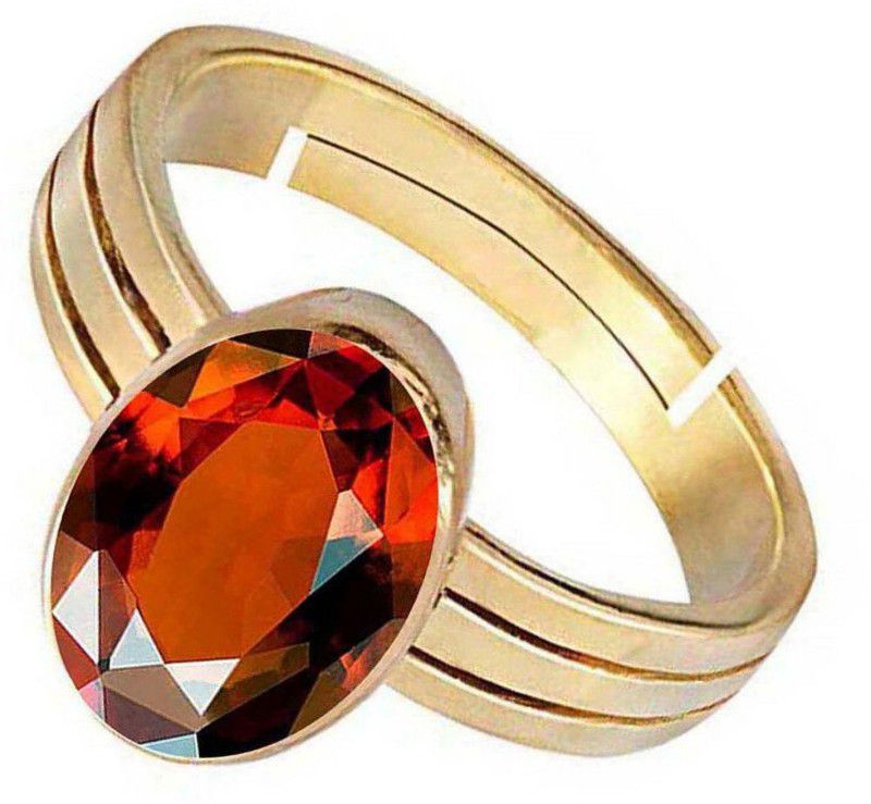 Hessonite (Gomed) 8.25 Ratti or 7.50 Ct Panchdhatu (5 Metal) Women Adjustable Stone Ring