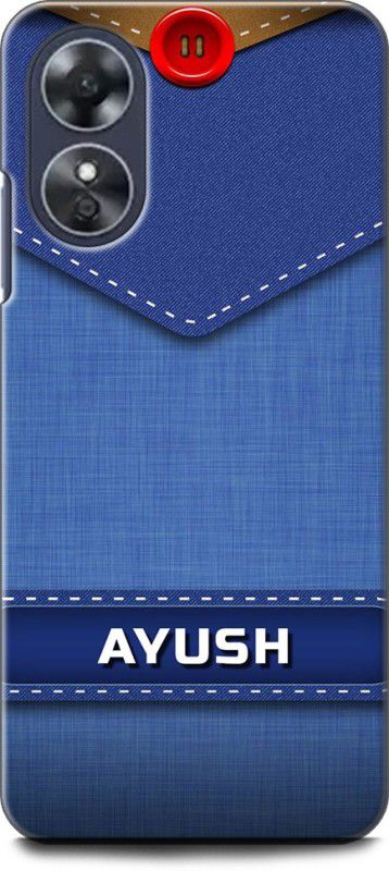 WallCraft Back Cover for OPPO A17, CPH2477 AYUSH NAME, A, LETTER, BLUE, JEANS, ALPHABET, DESIGN  (Multicolor, Dual Protection, Pack of: 1)