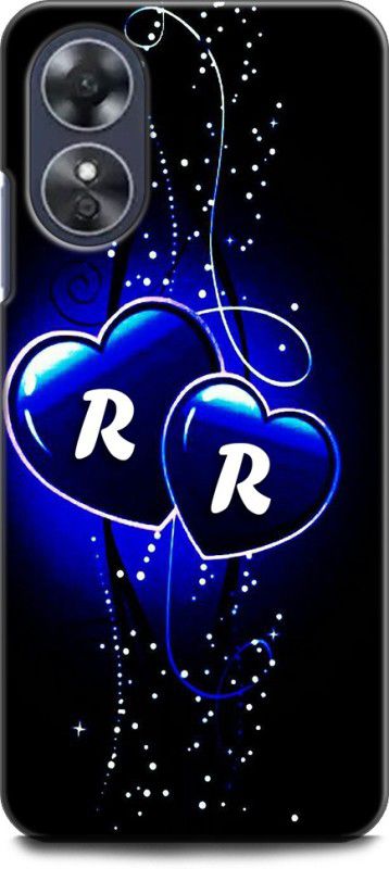 WallCraft Back Cover for OPPO A17, CPH2477 R R, R LOVES R, R NAME, ALPHABET, RR LOVE, HART, BLUE  (Multicolor, Dual Protection, Pack of: 1)