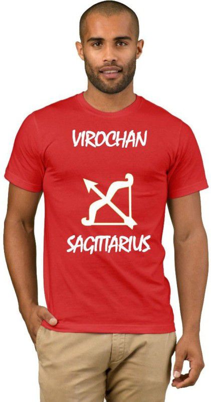 Virochan Zodiac Sagittarius Style Fashion V11 Men Printed Round Neck Cotton Blend Red T-Shirt